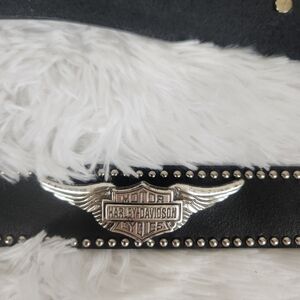 Harley Davidson Studded Winged Sz M Black Belt with Silver Buckle